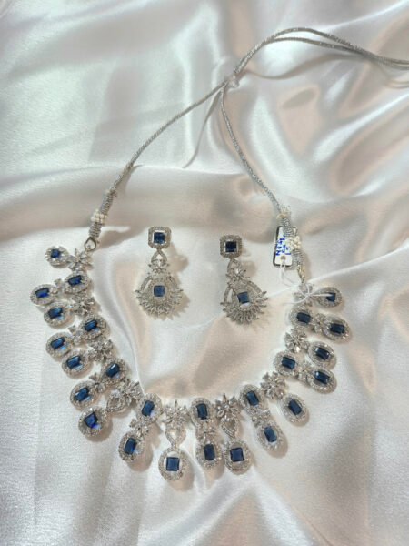 American Diamond Sapphire type Stone Necklace Set